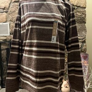 Classic Brown and White Striped Long Sleeve Tee